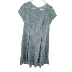 Adrianna Papell Sequin Embroidered Fit & Flare Dress Sz 14